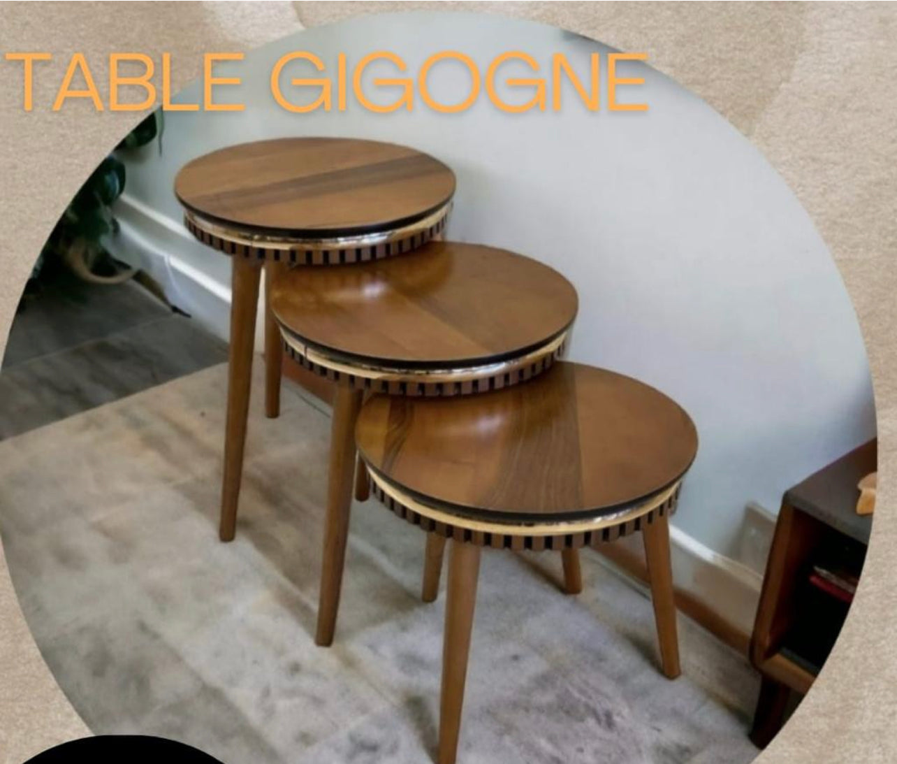 Table Gigogne 3 pièces en bois