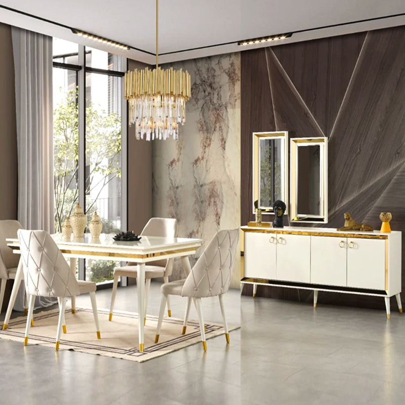 Table en bois + 6 chaises + Buffet + Miroir