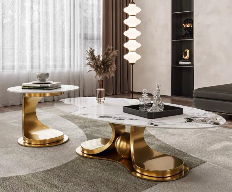TABLE BASSE DUO GOLD/
CÉRAMIQUE
