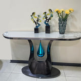 Console noire plateau marbré