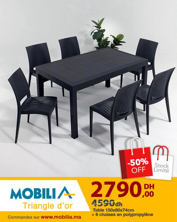 PACK TABLE + 6 CHAISES