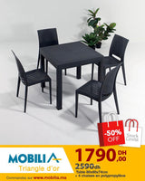 PACK RATTAN TABLE + 4 CHAISES