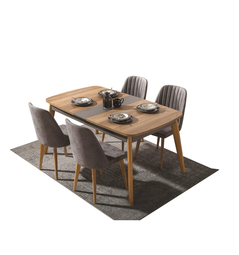 Table fixe 160/1m avec 6 chaises 9990 dh Table extensible 180 cm avec 6 chaises 10590 dh