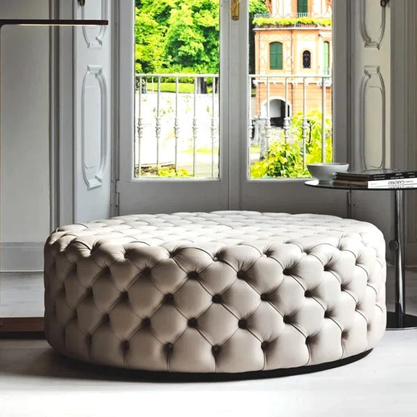 Pouf Capitonnée | Cuir – Mobilia Triangle D'or