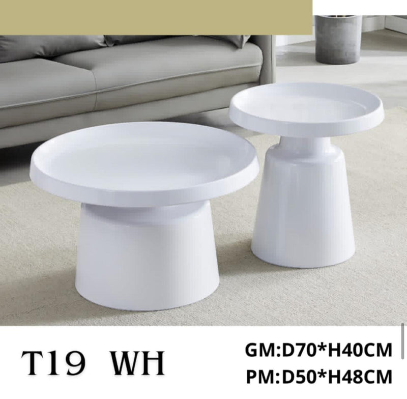 Duo table en résine en blanc