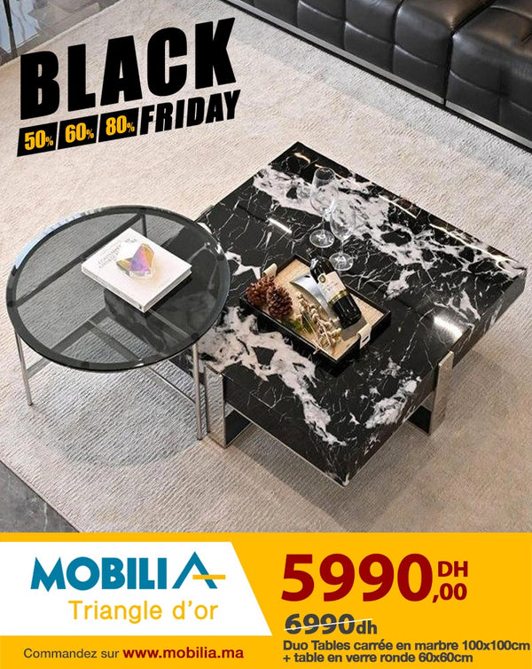 DUO TABLE CARRÉE EN MARBRE