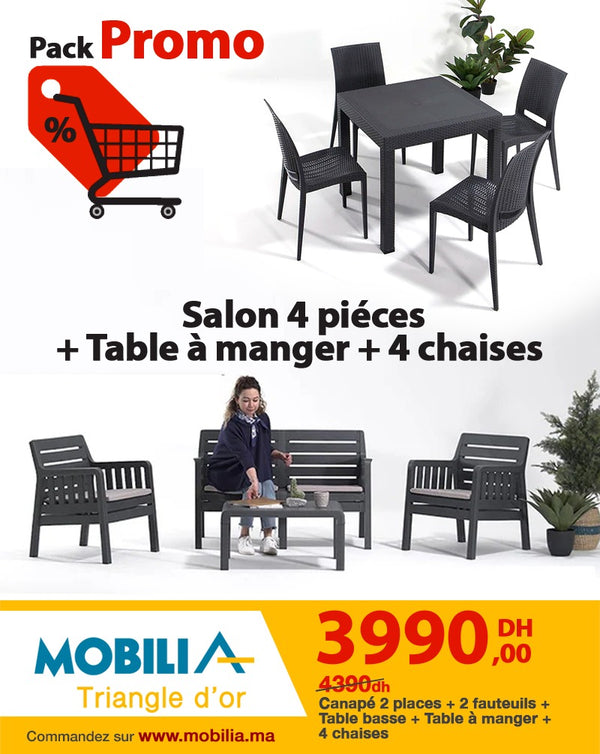 Salon 4 pièces + Table à Manger + 4 chaises