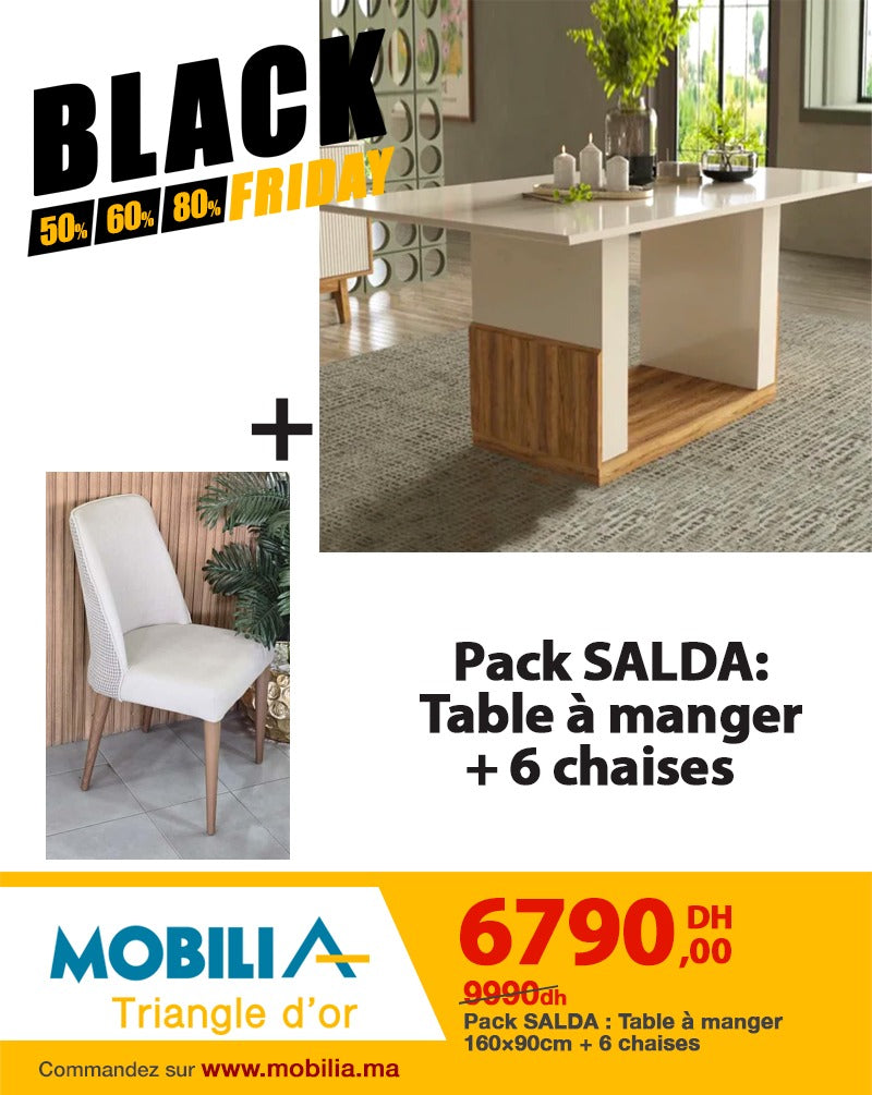 PACK SALDA TABLE À MANGER AVEC 6 CHAISES