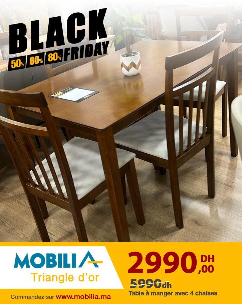 TABLE À MANGER AVEC 4 CHAISES