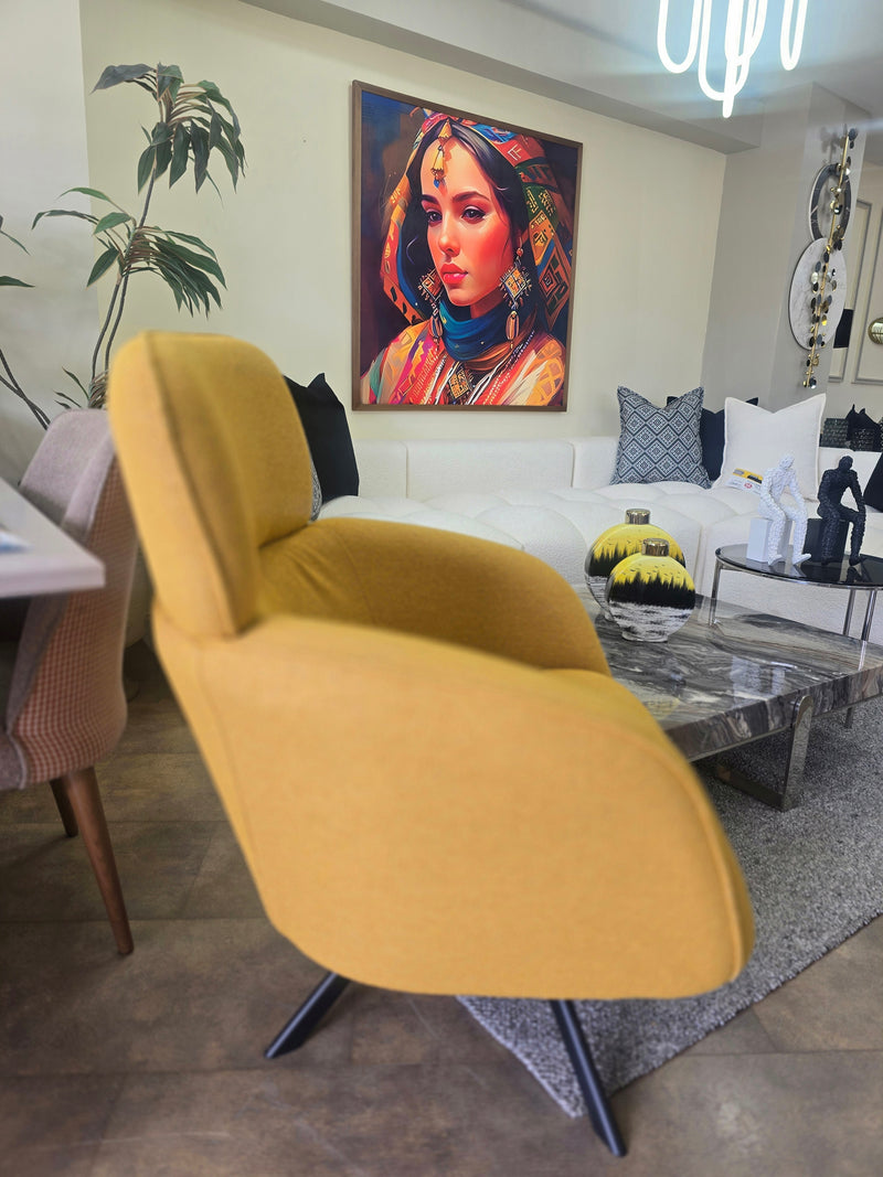 FAUTEUIL MOON  giratoire en tissus bouclette